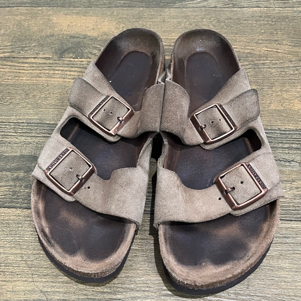 Birkenstock Tan Suede Arizona Slides Sz. 42 (W10/10.5) - Picture 2 of 6